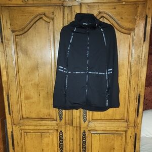 Ulla Popken Metallic Stripe Zip Front Sweatshirt Black Sz 28/30 Gently Used